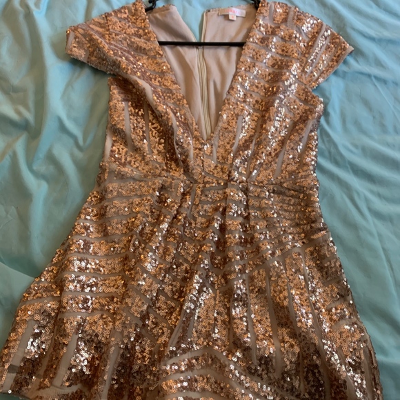 Luxxel rose gold sequins romper - Picture 2 of 3